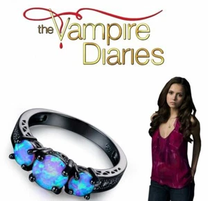 The Vampire Diaries Elena Gilbert, diamante, gema en fase lunar, anillo chapado en tungsteno - Imagen 1 de 3