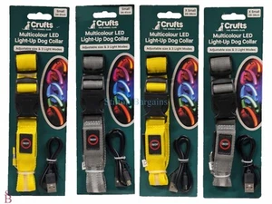 Collar de perro recargable LED Crufts con luces intermitentes - Nuevo en paquete - USB multicolor - Imagen 1 de 3