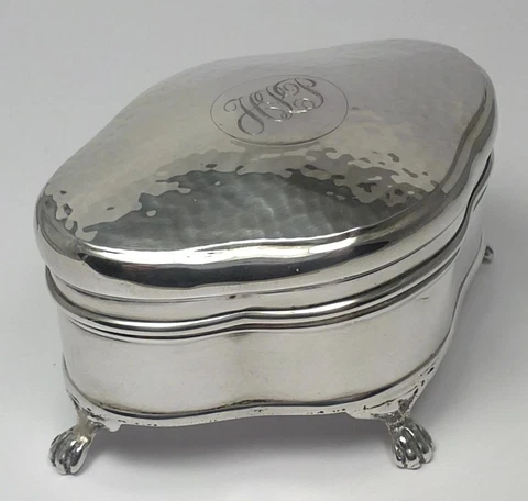 Antique Sterling Silver Ring/Trinket/Jewellery Box-Hallmarked Chester 1916 (79g) Cover