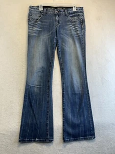 Rerock Express Jeans Women 8 Regular Blue Bootcut Whiskered Denim Pants - Picture 1 of 9