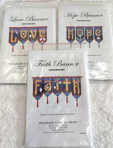 Lot de 3 patrons de quilting LOVE HOPE FOI bannières de couette Woodside Country Store - Photo 1/7