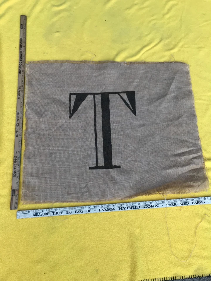 Printed Burlap Square- Framing/Pillow/Crafts- Letter "T" - Image 1 of 1