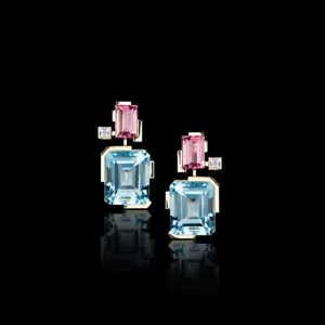 4ct Simulated Aquamarine Pink Sapphire Party Drop Earring 14k Rose Gold Plated - Picture 1 of 1