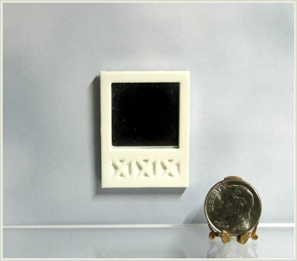 Dollhouse Miniature Small White Wood Mirror - Image 1 of 1