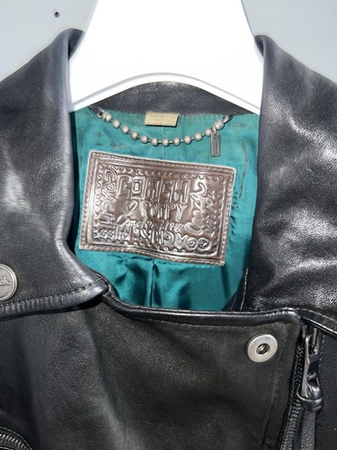 Giacca donna COACH Poppy piccola nera pelle morbida moto biker