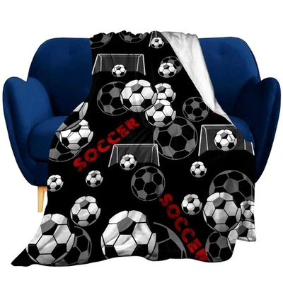 Super Soft Soccer Blanket Lightweight Cozy 3D Printed Flannel Baseball Basket... - Image 1 of 4