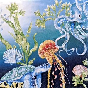 Wonders of the Sea | Marine Life | Paper Napkins | Pack Of 20 | - Picture 1 of 2