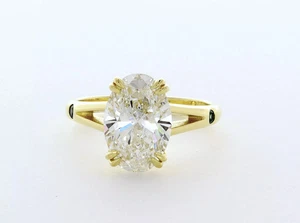 Solid 18K Gold Solitaire Engagement Ring 3.17 Carat Oval Lab-Grown Diamond H VS1 - Picture 1 of 5