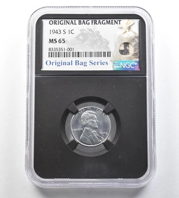 1943-S Lincoln Wheat Cent Original Bag Fragment MS65 NGC *7135 - Image 1 of 3