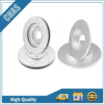 Front Rear Slotted Brake Rotors Discs For 2012 2013 2014-2016 Chevrolet Impala - Image 1 of 4