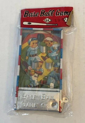 Rare Vintage 1950s Japanese Hand Held Miniature Baseball Tin Pinball Game Sealed - Image 1 of 3