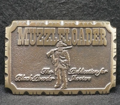 XB13127 VINTAGE AÑOS 70 **CARGADOR BOZAL** PUBLICACIÓN POLVO NEGRO HEBILLA DE CINTURÓN PARA HOMBRE Foto 1 de 2