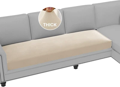 Fundas cojines sofa de 3 plazas felpa suave astricas lavables color marfil — 第 1/4 张图片