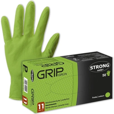 STRONGHAND Mechaniker Grip Werkstatt Handschuh Einweghandschuh Arbeitshandschuh Grün Box