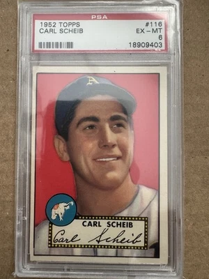 PSA 6 1952 Topps #116 CARL SCHEIB, Philadelphia Athletics  EX/MT - PSA 6 - Image 1 of 2