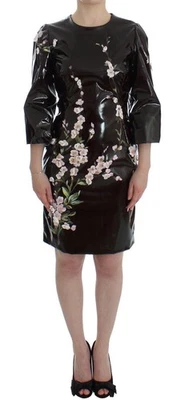 Dolce&Gabbana Women Black Dress Runway Floral 3/4 Sleeves Bodycon Size IT 42 S - Image 1 of 4