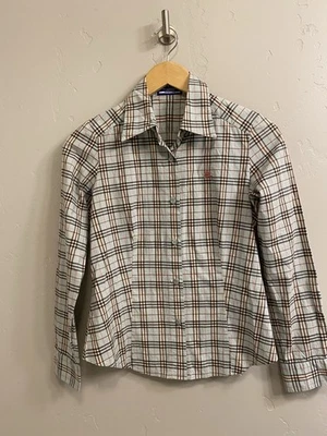 Blusa ajustada a cuadros azul BURBERRY London Blue Label para mujer talla XS/pequeña azul Foto 1 de 4