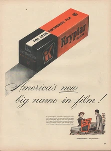 1948 Kryptar America's New Big Name In Carera Film Vintage Print Ad - Picture 1 of 1