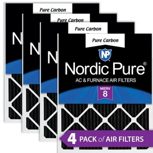20x25x1 (19_1/2x24_1/2) Pure Carbon Odor Reduction Furnace Air Filters 4 Pack - Picture 1 of 7