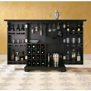 Bar Cabinet Storage Rack Wine Glasses Liquor Bottles Beer Cupboard Swing Doors A - Picture 1 of 9