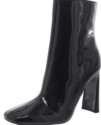 Botas Nine West Talla Charol Talla 8 Negro Tacón Bloque Puntera Cuadrada Foto 1 de 4
