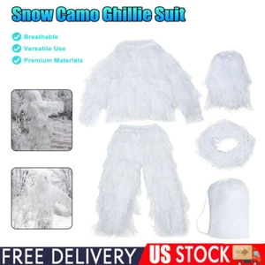 US Snow White Outdoor Clothes Military Hunting Camping Camo Ghillie Suit - Picture 1 of 18