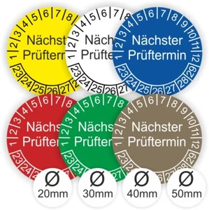 Prüfplaketten Nächster Prüftermin UVV DGUV Ø:20mm-50mm UV-RESISTENT-KRATZFEST a6 - Bild 1 von 16