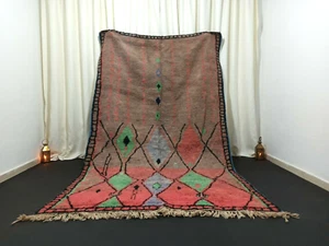 Wool Area Boujaad Moroccan Rug Berber Vintage Handmade Rug 5'6"x9'2" Feet Carpet - Picture 1 of 12