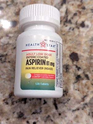 Health Star Aspirina Adultos Baja Dosis 81mg Analgésico 120 Comprimidos caducidad: 04/2026 Foto 1 de 4