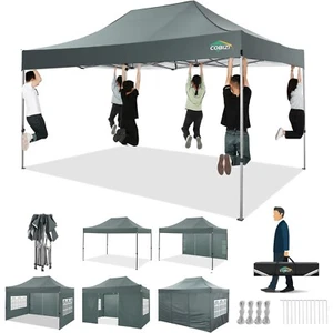 Faltpavillon 3x4,5m Wasserdicht Pavillon Faltbar Gartenzelt mit Seitenwand Grau - Bild 1 von 5