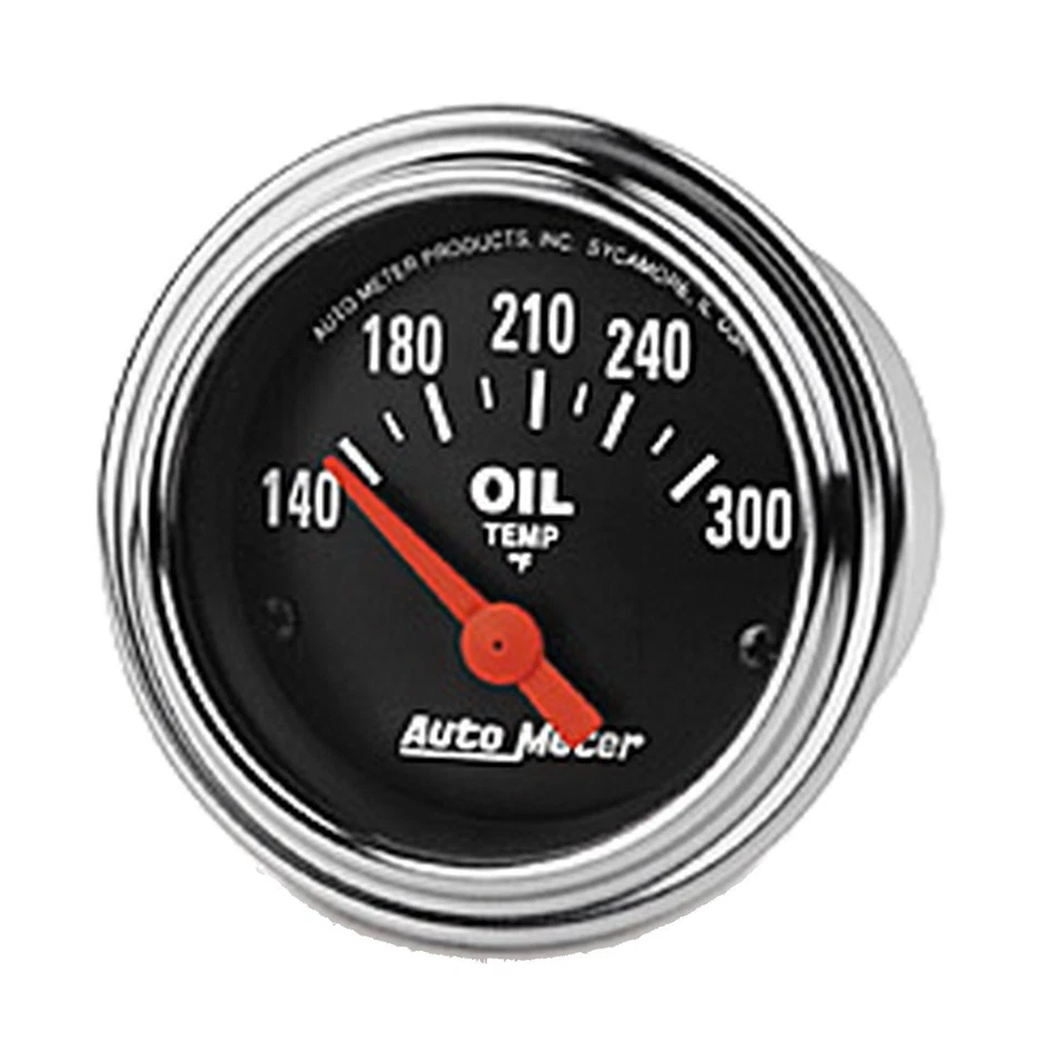 Auto Meter 2543 Traditional Chrome Electric Oil Temp Gauge 140-300 F, 2 1/16" - Image 1 of 1