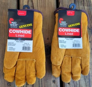 Guantes de cuero forrados de cuero de vaca Midwest talla 8 lote 2 pares nuevos - Imagen 1 de 3