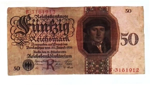 1924 Germany 50 Reichsmark Banknote - Picture 1 of 2