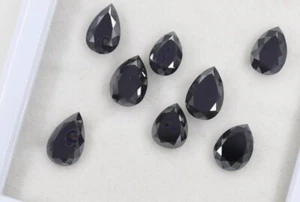 Natürliche schwarze Birnenform Diamant Birnenschliff lose schwarz Diamant 2 Stck. Paar - Bild 1 von 8