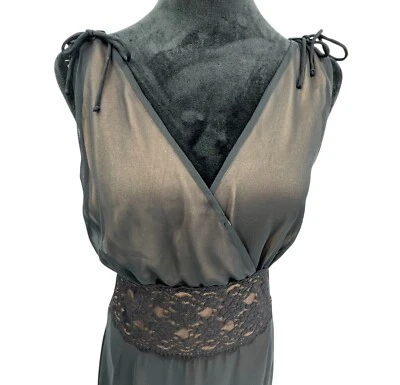 Connected Apparel Babydoll Y2K Faux Wrap Dress 12 Empire Waist Prom Lace Overlay - Image 1 of 4