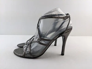 NEW Stuart Weitzman 8.5 M Silver Gray Ankle Strap Bridal High Heel Buckle Luxury - Picture 1 of 17