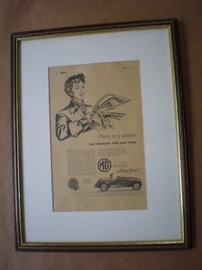 MG CAR ADVERT fromTHE MOTOR dated March 3rd 1954 Framed - Picture 1 of 1