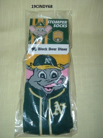 NEW OAKLAND A'S SGA GREEN, GOLD & WHITE "STOMPER" SOCKS-BLACK BEAR DINER Cover