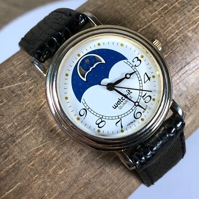 Reloj de cuarzo Nelsonic para mujer NWR508012 fase lunar cuero negro 31 mm 7 1/4" Foto 1 de 4