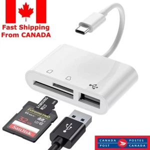 3 in 1 USB Type C to Card Reader Adapter USB Camera Micro SD Memory Slot OTG HUB - Imagen 1 de 7
