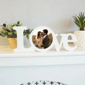 Personalized White Coated Wood "LOVE" Block Sign 11.81" X 4.72" - Picture 1 of 3