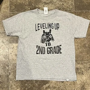 Leveling Up To Second Grade Video Game 1st Grade Graduate T Shirt Youth Small - Picture 1 of 4