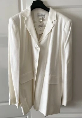 Traje Chaqueta Casual Esquina Rayón Mezcla Lino Separado Blanco 3 Botones Talla 16 Foto 1 de 4