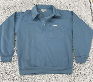 vtg WEATHERMAN pocket sweatshirt Medium blue faded distresesd pullover polo