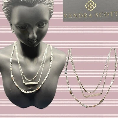 Collar Addison Kendra Scott enchapado en roduim tres capas acento circonita cúbica Foto 1 de 4