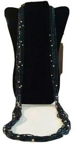 Collar Vintage 49"L 12 Hilos Cuentas Azules Clip Azul Pendientes Marca Hong Kong - Imagen 1 de 11