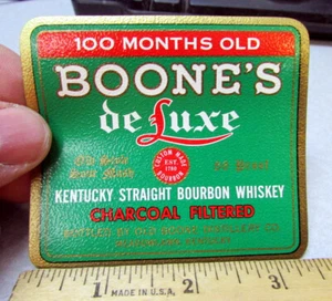 Etiqueta de whisky bourbon de lujo Boones original vintage sin usar, etiqueta de whisky bourbon de Kentucky - Imagen 1 de 1