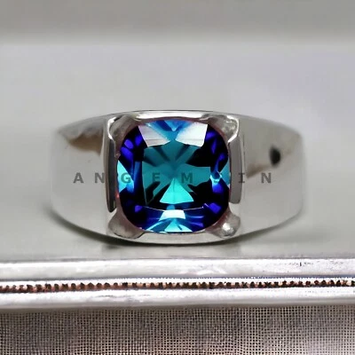 Piedras preciosas de alejandrita con anillo de novio de plata de ley 925 para hombre #AL11 Foto 1 de 4