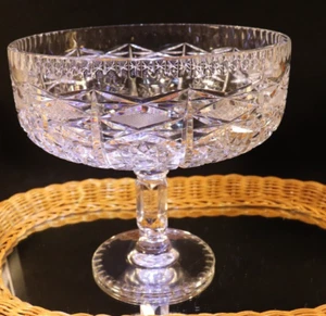 ANTIKE SCHWERE GROSSE EXQUISITE GESCHLIFFENE GLASSCHALE MIT SOCKEL FUSS 9 ZOLL DURCHMESSER 5 PFUND - Bild 1 von 11