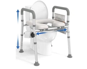 HOMLAND Raised Toilet Seat with Handles, Adjustable Height, 400lbs - Picture 1 of 5